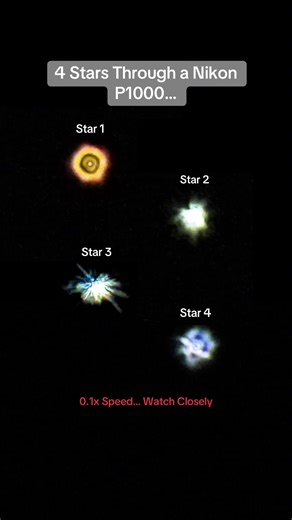 Exploring 4 Stars Filmed with Nikon P1000 at 0.1x Speed