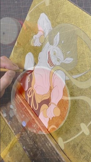 「風神雷神図」谷善徳 120号制作のための習作（45.5cm×90cm）① #painting #art #日本画 #風神雷神 #谷善徳