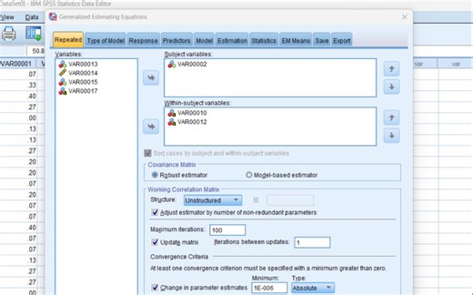 SPSS Generalized estimating equations