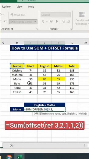 How to Use Sum+Offset Formula😲 #msexcel #excel #sum #offset #shortsvideo #shorts #computer #eca