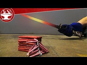 EXPERIMENT Glowing 1000 Degree SWORD VS FIRECRACKERS IN SLOW-MOTION!