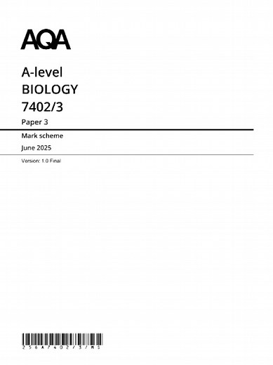 AQA A Level Biology Paper 3 Mark Scheme 2025