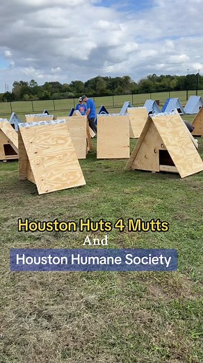 Its legal to keep an animal outside in Texas as long as they have shelter, food, water and are not tied with a chain. Instead of citing and fining people, @H4M works with @Houston Humane Society to build dog houses. Todays houses will go to rescue groups in Cleveland TX and to needy pet owners in Houston. #besomeone