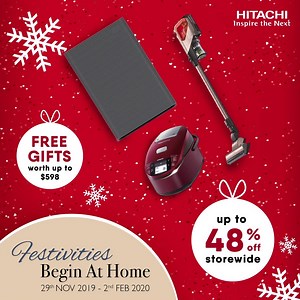 Those living in Singapore, take note! Up to 48% off Hitachi Made in Japan refrigerators, washing machines, and more! Get free gifts with purchase worth up to $598! With such great deals, Festivities truly Begin at Home. For more information, visit: https://www.homeappliances.hitachi.com/sg/eng/promo/ | Hitachi Asia