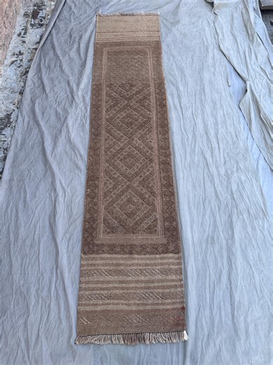Brown Mishwani Runner Rug, 1'9 X 8'4 Ft Antique Afghan Handmade Runner, Tribal Wool Baluchi Faded Rare Rug, Narrow Entryway Runner - Etsy