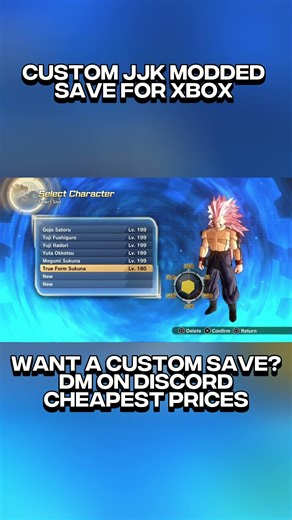 JJK CUSTOM MODDED SAVE 😱 FOR XENOVERSE 2 #dbz #dragonball #xbox #mods #goku