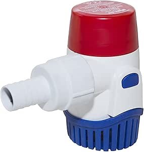 Rule Standard Bilge Pump 20DA - Not Automatic, Submersible, Marine Bilge Pump for Boats with Thermal Cut-Off, Check Valve, Low Amperage, 3/4" Threaded Ports, Ideal Boat Accessories - 800 GPH, 12V