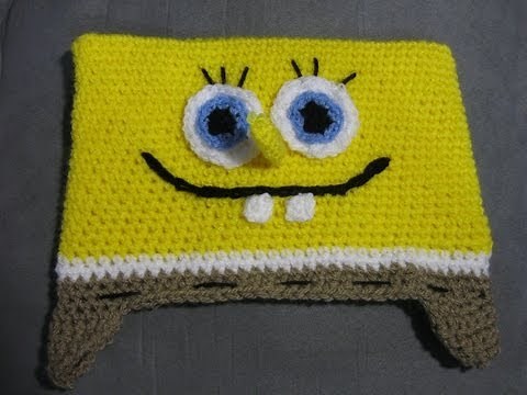 Sponge Bob Square Crochet Hat Tutorial - Right Handed Free pattern and tutorial
