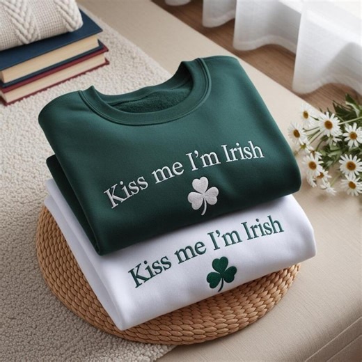 Kiss Me I’m Irish Embroidered Design, St Patrick’s Day Shamrock Design, Irish Lucky Clover Design - Etsy