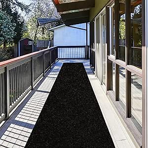 Runner Rug 3 ft x 19 ft Carpet Runners, Indoor/Outdoor Hallway Kitchen Entryway Bedroom Area Rugs with Non-Slip Rubber Backing, Garage mat, Black, Custom