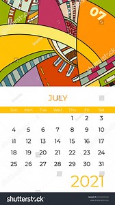 2021 July Calendar Abstract Contemporary Art Stock Vector (Royalty Free) 1676207629 | Shutterstock