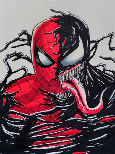 Spiderman and Venom Drawing: Art Showcase