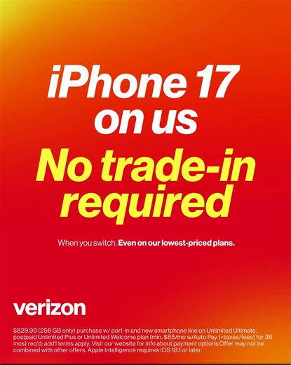 755K views · 9.3K reactions | Save on the new iPhone 17 with new line on Unlimited Ultimate. No trade-in req’d. | Verizon | Facebook