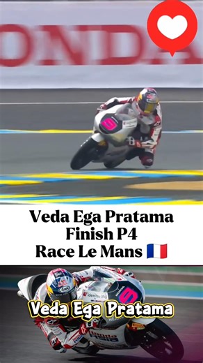 Veda Ega Pratama Finish P4 Race Le Mans 🇫🇷 #veda #hondateamasia #motogp #moto3 #shorts #viral #fyp