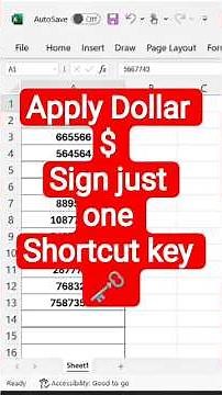 Apply Dollar $ Sign just one Shortcut key 🗝️ | Excel tips and Tricks