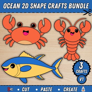 Ocean 2D Shape Crafts Bundle V1 | Geometry Cut & Paste | Summer & sea life units