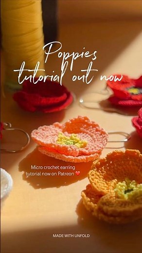 Learn how to make micro crochet poppy earrings in this month’s tutorial 🧵 Link in bio 🫶
