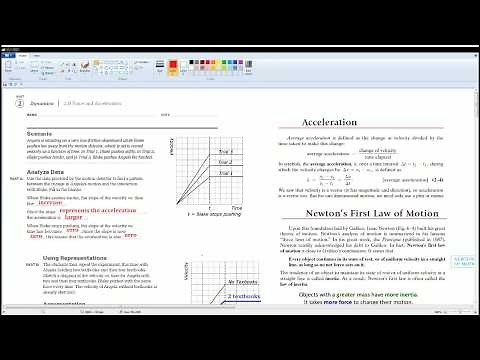 AP Physics Workbook 2.B Force and Acceleration