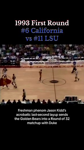 1993 First Round - Cal freshman Jason Kidd delivers in the clutch with an acrobatic layup to knock off LSU #marchmadness #ncaatournament #ncaabasketball #collegebasketball #cbb #calbasketball #ucberkeley #jasonkidd #lsubasketball #lsutigers #geauxtigers #gamewinner #clutch #ftw