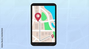 Cartoon Navigation Mobile Phone Map GPS Animation