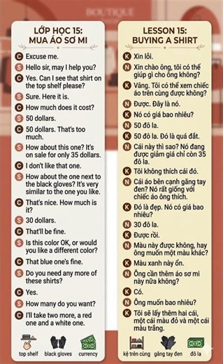 Lesson 15 Buying a shirt #donghanhcungcon #english #learnenglish #dayconbangtritue