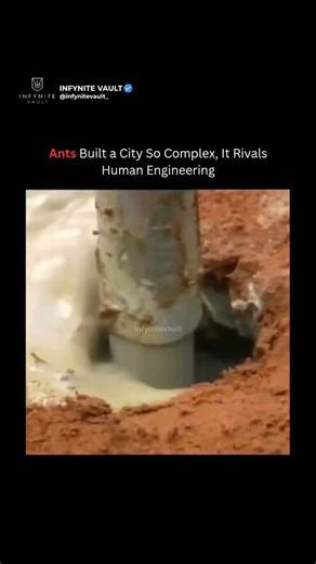 Infynite Vault on Instagram: "In one of the most astonishing experiments in natural engineering, scientists poured around 10 tons of cement into an abandoned ant colony to reveal the hidden architecture beneath the surface. Once excavated, what emerged was a vast underground network of tunnels, chambers, and highways - a perfectly organized city that stretched over 8 meters deep and 50 square meters wide. The intricate layout featured ventilation systems, farming chambers, and waste disposal are