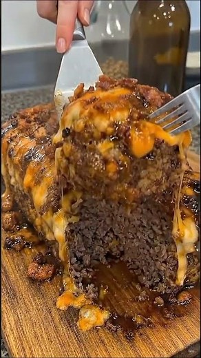 Cheesy Bacon Meatloaf | Juicy Loaded Meatloaf Recipe With Melted Cheese