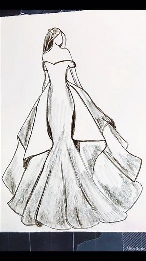 ​Elegant Dress Design Sketch for Beginners ✍️ #Drawing #FashionArt