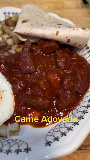 Carne Adovada A Traditional Dish in New Mexico and all of the Southwest! Historically, before there was any refrigeration, the Pork was Fermented in Red Chile using Bacterial Cultures. Fermented meat was a way of preservation and had a sour taste which explains why modern New Mexico recipes call for a bit of White Vinegar or Lime Juice. #adovada #redchile #breakfast #easyrecipe #fyp #foodie #foryoupage