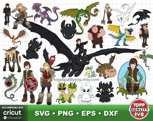 Cartoon Dragon Clipart Bundle: How to Train Your Dragon SVG Cut Files for Cricut - Etsy