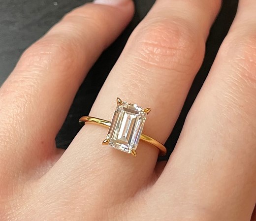 2CT Emerald Cut Cubic Zirconia Engagement Wedding Ring. 18k Yellow Gold Over Sterling Silver S925. Travel Ring | Bridal Ring | Promise Ring - Etsy