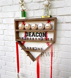 Personalized Baseball Ring Holder | Wall Mounted Ring Display | Baseball Ring Display | Medal Holder | Game Ball Display | Trophy Shelf - Etsy