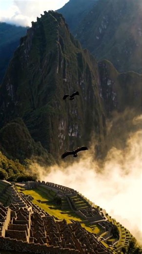 Condor volando sobre imponente MACHU PICCHU - La maravilla del mundo que nos hace latir el corazón