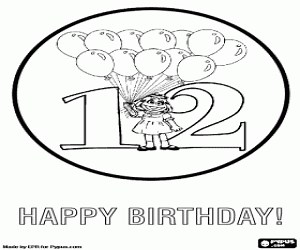 Congratulations for twelve birthday coloring page printable game