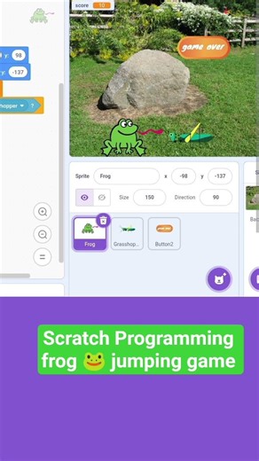 Scratch Programming frog 🐸 jumping game #ctutorialbynaziasohail