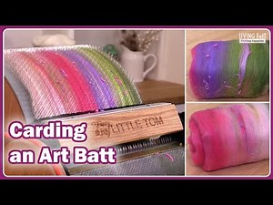 Carding an Art Batt with a Fancy Kitty Motorized "Little Tom" Drum Carder #livingfelt