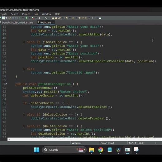 Main.java || Main Class of Doubly Circular Linked List — Explained in 20s!