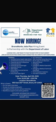 🚨 BRONX — THIS IS NOT A REGULAR JOB POST 🚨 This is a HIRING EVENT with MULTIPLE COMPANIES 👀 We’re talking: 💼 Healthcare jobs 💼 Security 💼 CDL / Mechanics 💼 Fire & EMS 💼 Entry-level positions 📍 550 E 142nd St, Bronx 📅 April 30 ⏰ 10AM – 2PM 💥 On-the-spot interviews 💥 Multiple employers in ONE place If you’re tired of applying online and hearing NOTHING… ➡️ THIS is where you show up and get in front of people. Don’t miss this. #BronxEvents #NYCJobs #HiringEvent #GetHired #CareerOpportun