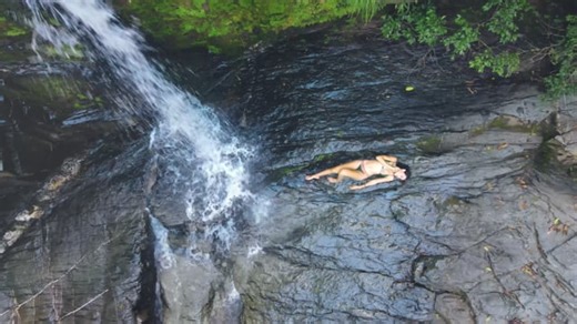 Cascade, Waterfall, Woman. Free Stock Video