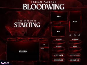 Bloodwing - Twitch Overlay - Animated Alerts - Animated Screens - Red Overlay - Stream Pack - Overlay - Gothic - Dark Red - Abstract - Anime - Etsy