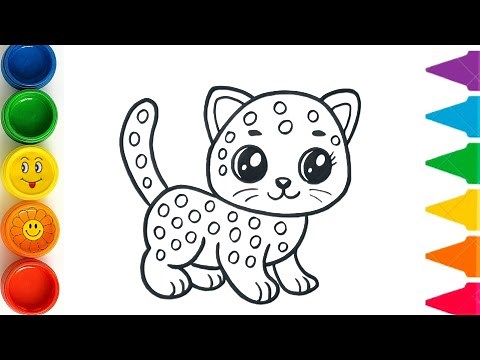 How to draw a cute baby leopard | step by step