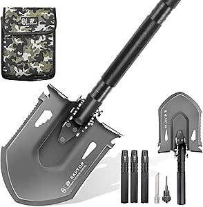 Survival Tactical Shovel | Multifunctional Folding Camping Shovel Foldable Camp Shovel with Aluminium Alloy Handle,For Off-road Recovery,Snow,Emergency