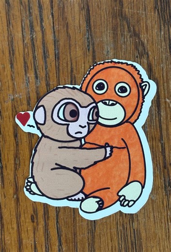 Punch Monkey & Orangutan Sticker – Emotional Support Animal Decal - Etsy