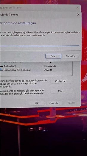 Criando ponto de restauração Windows 11