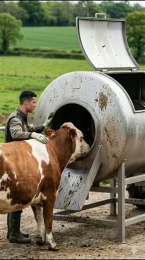 Cow Processing Machine on Farm | Viral Industrial Drum Short #shorts