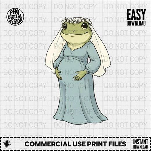 Pregnant Frog Bride PNG, Cute Animal Digital Art, Printable Clipart, Funny Frog Illustration, Froggy Wedding, Nursery Decor - Etsy