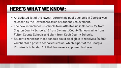 State releases new list of lowest performing Georgia public schools