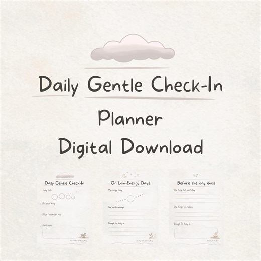 Daily Gentle Check-in Planner – Calm Daily Reflection Pages – Minimal Self Care Printable – Digital Download - Etsy
