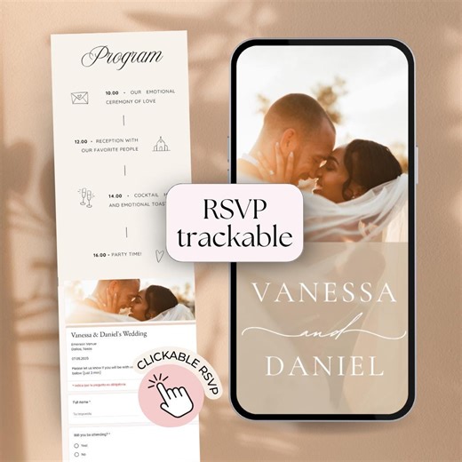 Digital Wedding Invitation With RSVP Digital Wedding Invites With Rsvp Save the Date Invitation With Rsvp Tracker Animated Wedding Invite - Etsy