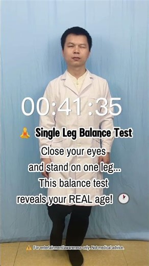 Single Leg Balance Test: Close Your Eyes & Stand - What's Your Age Score? #shorts #balancetest